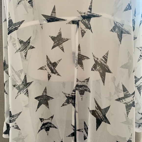 Lane Bryant Star Print Blouse Top NWT 22/24 Wear Open Over Outfit Fun Print - Picture 7 of 10
